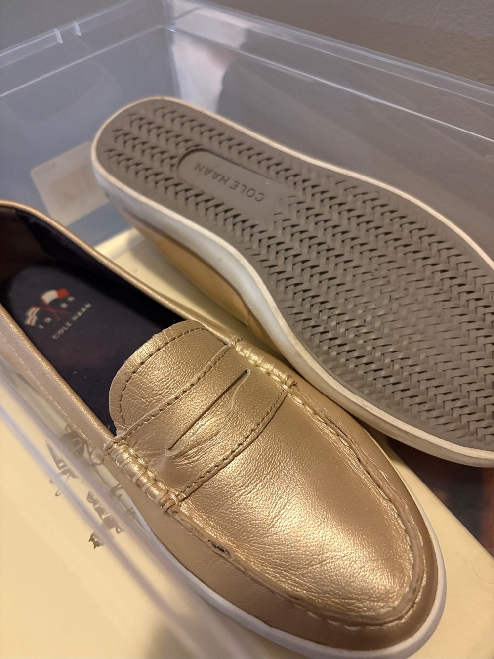 Cole Haan gold loafers 6.5